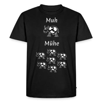 Eine Kuh macht muh, viele Kühe machen Mühe - Männer Premium Bio T-Shirt - Schwarz - Vorne - Nico (187cm)