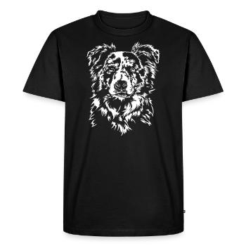 BORDER COLLIE merle portrait Le chien de troupeau de Wilsign - T-shirt Premium bio Homme - noir - Devant - Nico (187cm)