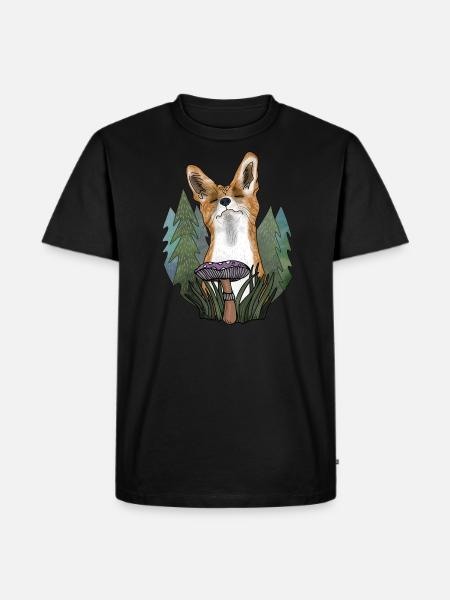Glücklicher Fuchs (dunkle Stoffe) - Männer Premium Bio T-Shirt - Schwarz