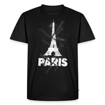 Paris France City Skyline Tour Eiffel Art - T-shirt Premium bio Homme - noir - Devant - Nico (187cm)