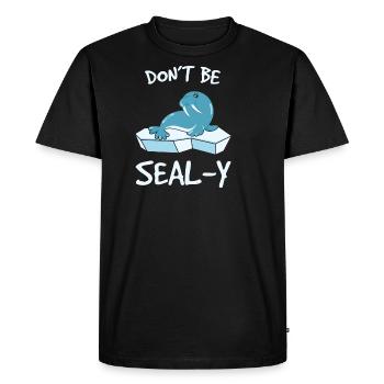 Ne soyez pas Seal-y Seal Funny Animal Puns - T-shirt Premium bio Homme - noir - Devant - Nico (187cm)