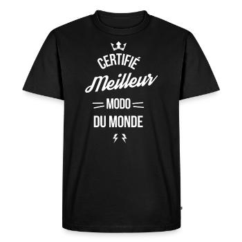 Certifier Meilleur Modérateur du monde - T-shirt Premium bio Homme - noir - Devant - Nico (187cm)
