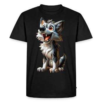 Toons #lovely loup gris - T-shirt Premium bio Homme - noir - Devant - Nico (187cm)