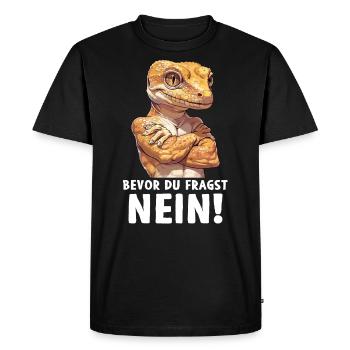 Gecko reptile lézard avant que vous ne demandiez non - T-shirt Premium bio Homme - noir - Devant - Nico (187cm)