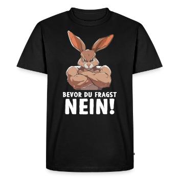 lapin lapin avant que vous ne demandiez non - T-shirt Premium bio Homme - noir - Devant - Nico (187cm)