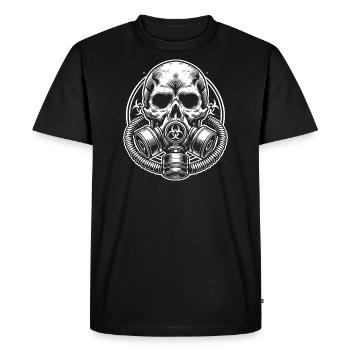crâne avec masque à gaz. - T-shirt Premium bio Homme - noir - Devant - Nico (187cm)