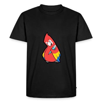 Parrot with sugar bag school starting school day - Men's Premium Organic T-Shirt - black - Front - Nico (187cm)
