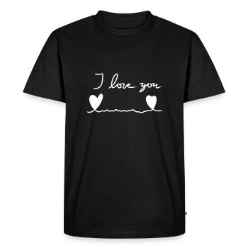 Two Hearts Heart Line I Love You - Men's Premium Organic T-Shirt - black - Front - Nico (187cm)