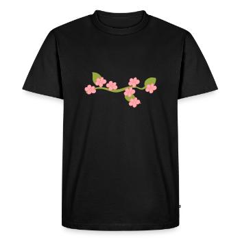 Floral Pink Leaf Leaves Line Nature Branch - Men's Premium Organic T-Shirt - black - Front - Nico (187cm)