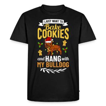 Bouledogue anglais chien chiot Noël - T-shirt Premium bio Homme - noir - Devant - Nico (187cm)
