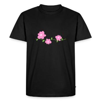 pink flowers plant symbol nature - Men's Premium Organic T-Shirt - black - Front - Nico (187cm)