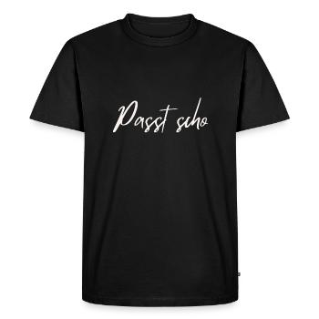 Passt scho - Männer Premium Bio T-Shirt - Schwarz - Vorne - Nico (187cm)