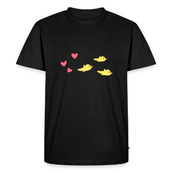 Cœur animaux oiseaux volent - T-shirt Premium bio Homme - noir - Devant - Nico (187cm)