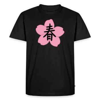 Le printemps en japonais - T-shirt Premium bio Homme - noir - Devant - Nico (187cm)