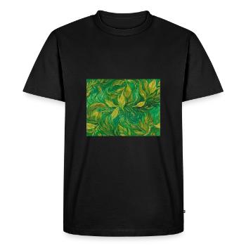 Leaves, impressionistic, in vivid green shades. - Men's Premium Organic T-Shirt - black - Front - Nico (187cm)