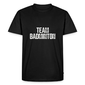 Badminton Coach Team - Men's Premium Organic T-Shirt - black - Front - Nico (187cm)