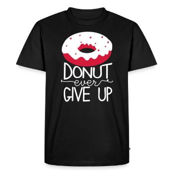 Never Give Up Donut Tasty Success Motto Hunger - Men's Premium Organic T-Shirt - black - Front - Nico (187cm)
