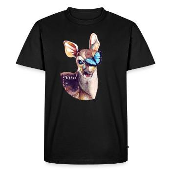 Deer & Butterfly - hommage à la vie est étrange - T-shirt Premium bio Homme - noir - Devant - Nico (187cm)