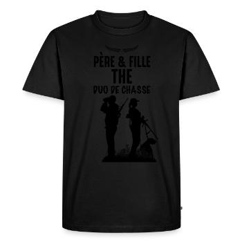 Papa et fille chasseuse le Duo Parfait - T-shirt Premium bio Homme - noir - Devant - Nico (187cm)