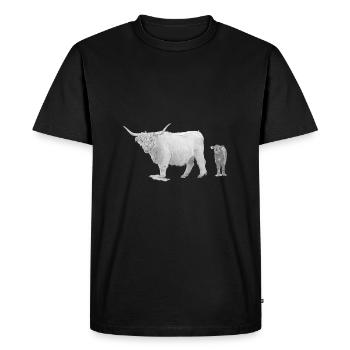 Bovins écossais des Highlands avec veau - T-shirt Premium bio Homme - noir - Devant - Nico (187cm)