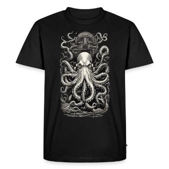 Vintage Octopus Japanese Tattoo Art Design - Men's Premium Organic T-Shirt - black - Front - Nico (187cm)