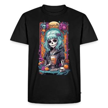 Gothic Girl citrouille épices Latte Design d’automne - T-shirt Premium bio Homme - noir - Devant - Nico (187cm)