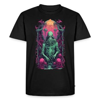 Cthulhu Gothic Vaporwave Halloween Design - Men's Premium Organic T-Shirt - black - Front - Nico (187cm)