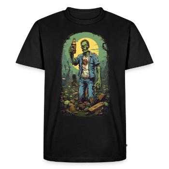 Funny Halloween Zombie Beer Retro Party Design - Men's Premium Organic T-Shirt - black - Front - Nico (187cm)