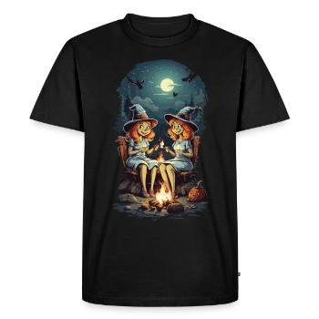 Funny Witches Spell Campfire Halloween Cartoon - Men's Premium Organic T-Shirt - black - Front - Nico (187cm)