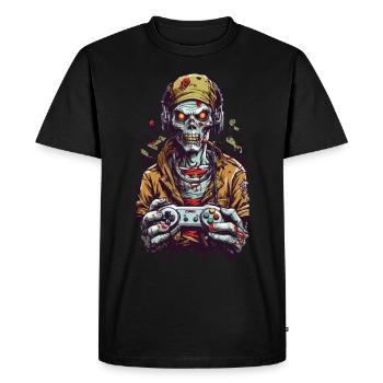 Style de jeu de joueur de zombies rétro esthétique - T-shirt Premium bio Homme - noir - Devant - Nico (187cm)