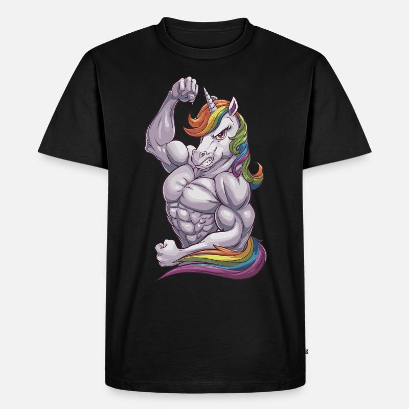 Unicorn Power - Männer Premium Bio T-Shirt - Schwarz
