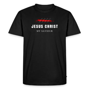Jésus-Christ, Jésus est Seigneur, Bible, Foi, Dieu - T-shirt Premium bio Homme - noir - Devant - Nico (187cm)