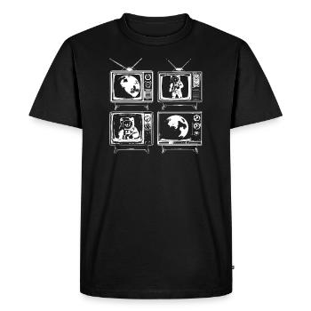 vintage television showing cosmos - Men's Premium Organic T-Shirt - black - Front - Nico (187cm)