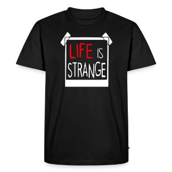 La vie est étrange - T-shirt Premium bio Homme - noir - Devant - Nico (187cm)