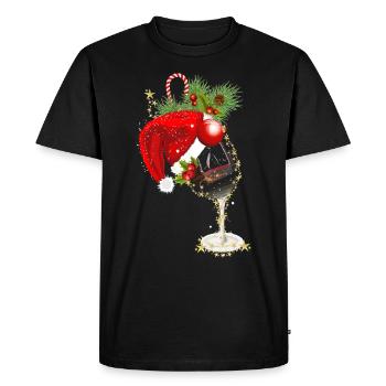 Christmas wine glass - Men's Premium Organic T-Shirt - black - Front - Nico (187cm)