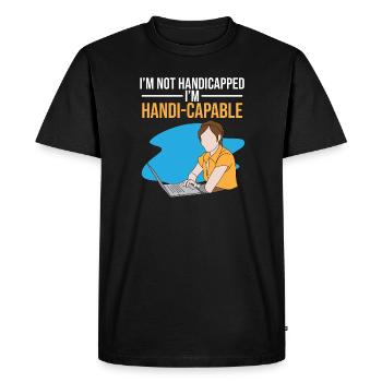 Prothèse de bras amputée Je suis Handi-capable - T-shirt Premium bio Homme - noir - Devant - Nico (187cm)