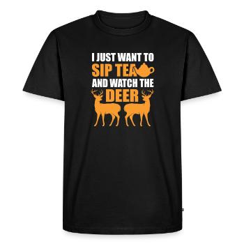 Siroter du thé et regarder les buveurs de cerf chai - T-shirt Premium bio Homme - noir - Devant - Nico (187cm)
