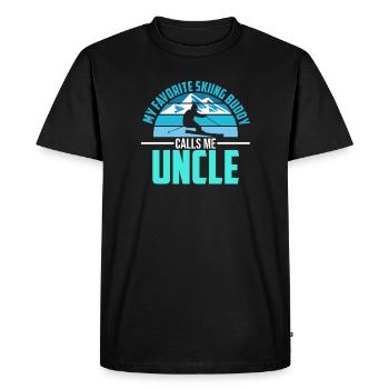 Skiing Buddy Calls Me Uncle Ski Snow - Men's Premium Organic T-Shirt - black - Front - Nico (187cm)