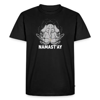 Drôle Namaste Yoga Éléphant - T-shirt Premium bio Homme - noir - Devant - Nico (187cm)