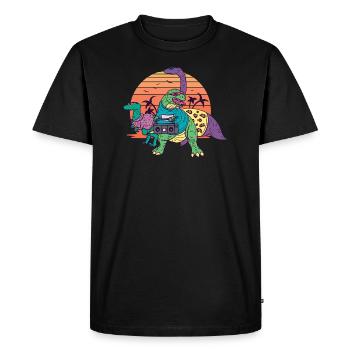Dinosaur Dino Trex 80s Retro Vintage Illustration - T-shirt Premium bio Homme - noir - Devant - Nico (187cm)