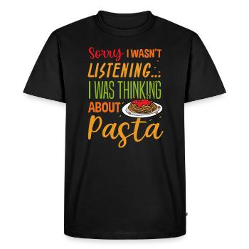 Penser aux pâtes Spaghetti Chef Cuisine italienne - T-shirt Premium bio Homme - noir - Devant - Nico (187cm)
