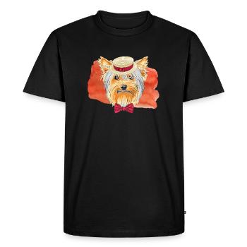 Chien - Yorkshire Terrier - T-shirt Premium bio Homme - noir - Devant - Nico (187cm)