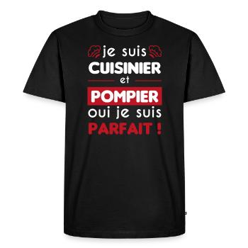cadeau marrant cuisinier pompier cuisine - T-shirt Premium bio Homme - noir - Devant - Nico (187cm)
