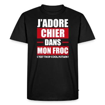 chier dans mon froc - cadeau débile marrant - T-shirt Premium bio Homme - noir - Devant - Nico (187cm)