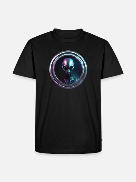 ALIEN // Metallische Plakette eines Außerirdischen - Herre Premium økologisk T-shirt - sort