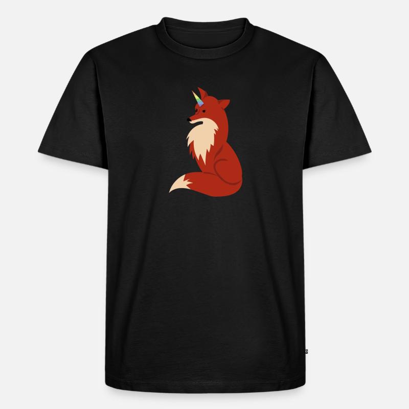Fuchs Einhorn - Männer Premium Bio T-Shirt - Schwarz