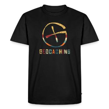 Geocaching Geocacher GPS coordinates logbook Multi - Men's Premium Organic T-Shirt - black - Front - Nico (187cm)