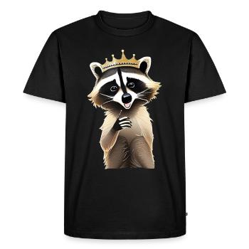 Cool raccoon with crown - Men's Premium Organic T-Shirt - black - Front - Nico (187cm)