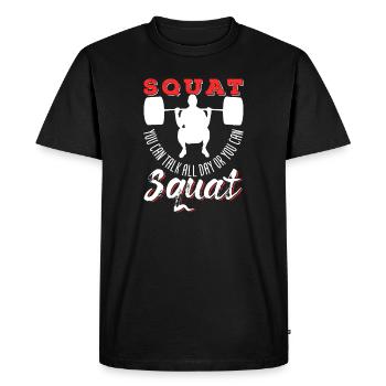 Strongman - Men's Premium Organic T-Shirt - black - Front - Nico (187cm)