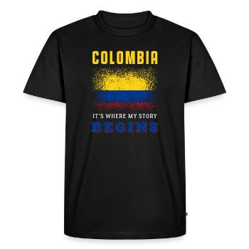 Drapeau colombie - T-shirt Premium bio Homme - noir - Devant - Nico (187cm)